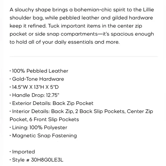 New!⚡️NWT MICHAEL KORS Lillie Taupe Truffle Pebbled Leather Shoulder Bag - Picture 15 of 16